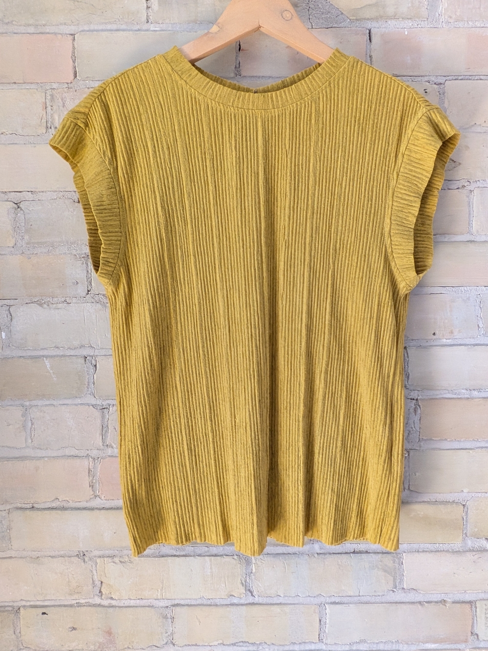 RW&CO. Ribbed Short-Sleeve Top in Mustard